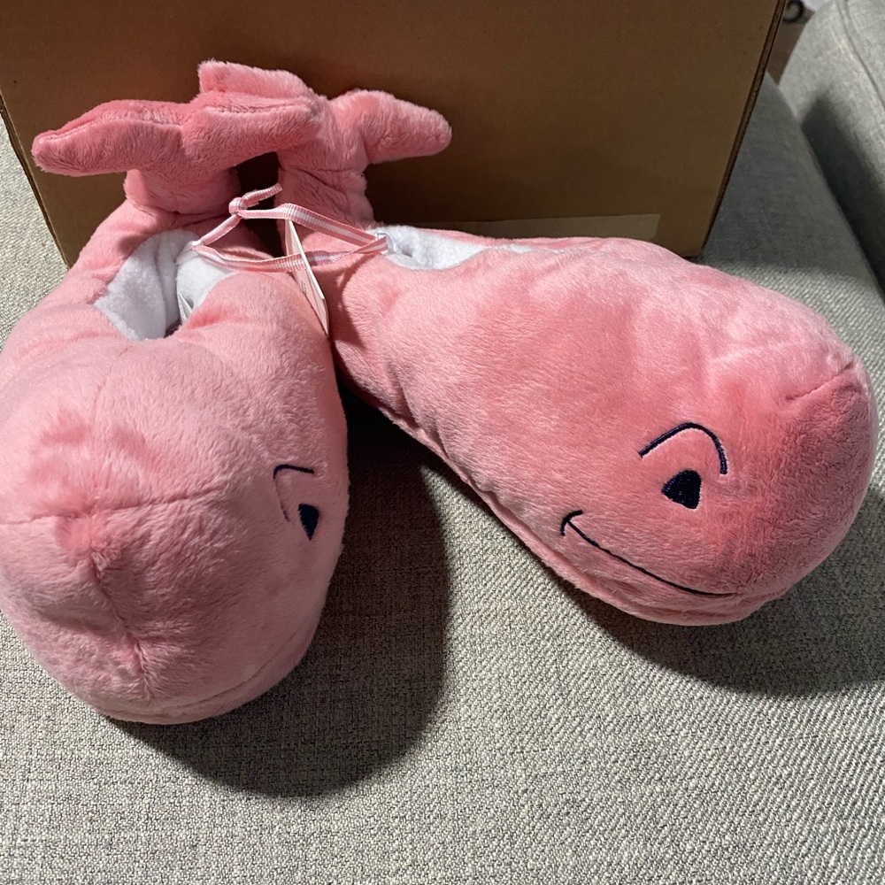 Plush Pink Whale Slippers